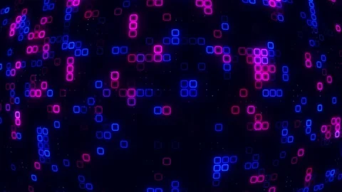 Digital Pink blue cube pattern grid Dancing round cube Pink color neon futu.. Stock Footage 225665466