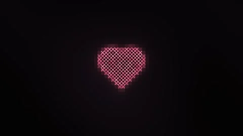 Digital pink heart shape with glowing grid pattern on dark Stock Footage 338323019