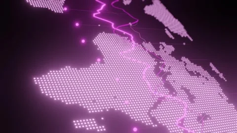 Digital pink world map with glowing poin... | Stock Video | Pond5