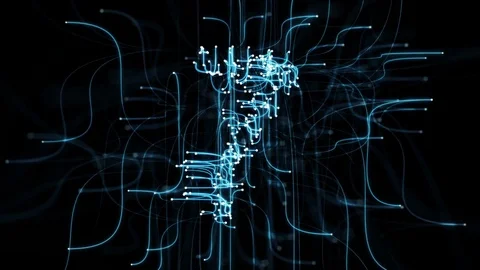 Digital Pipes Plexus Countdown - Rotating Abstract Motion Alpha Matte 4k Stock Footage 73749184