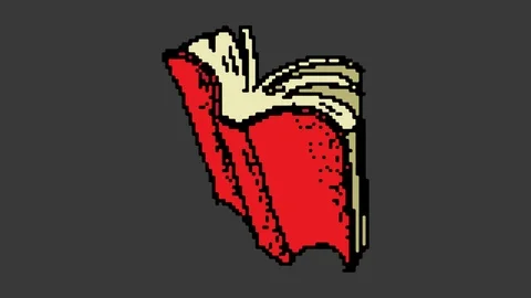 Digital pixel art animation black screen with theme of book Stock Footage 112989601