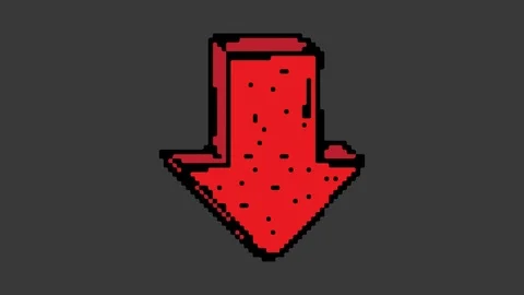 Digital pixel art animation black screen with theme of down arrow Stock Footage 112990745