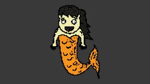 Digital pixel art animation black screen with theme of Mermaid Stock Footage 112991164