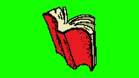 Digital pixel art animation green screen with theme of book Stock Footage 112989598