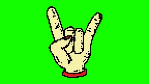 Digital pixel art animation green screen with theme of metal hands Stock Footage 112989636