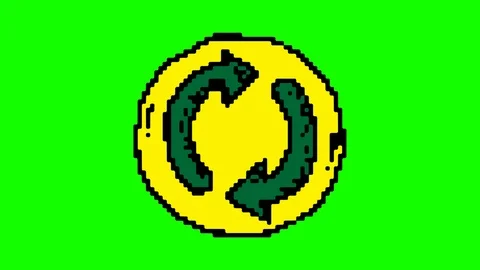 Digital pixel art animation green screen with theme of recycling icon Stock Footage 112989903