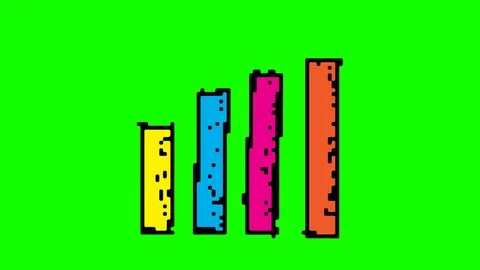 Digital pixel art animation green screen with theme of chart Stock Footage 112989952