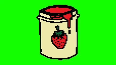 Digital pixel art animation green screen with theme of Strawberry Jam Stock Footage 112990334