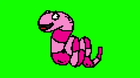 Digital pixel art animation green screen with theme of worm Stock Footage 112990391