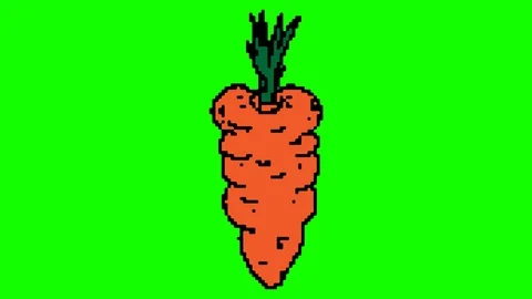 Digital pixel art animation green screen with theme of carrot Stock Footage 112990603