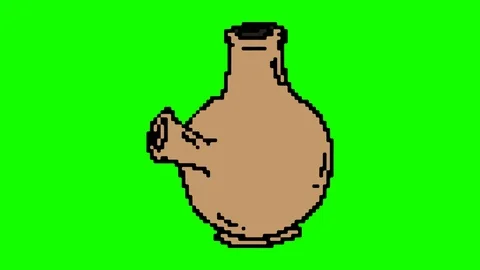 Digital pixel art animation green screen with theme of kettles Stock Footage 112990723