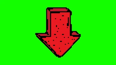 Digital pixel art animation green screen with theme of down arrow Stock Footage 112990734