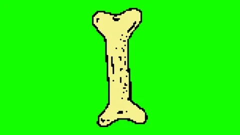 Digital pixel art animation green screen with theme of bone Stock Footage 112990919