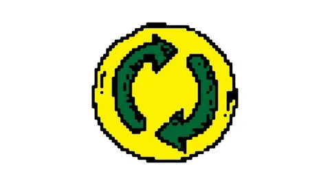 Digital pixel art animation white screen with theme of recycling icon Stock Footage 112989864
