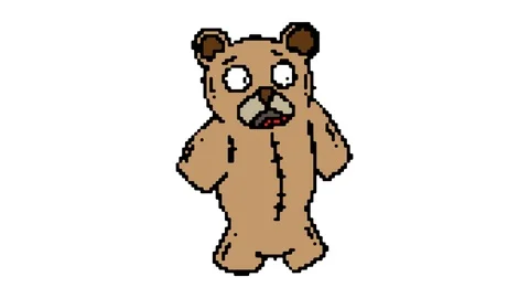 Digital pixel art animation white screen with theme of Teddy bear Stock Footage 112990420