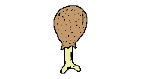 Digital pixel art animation white screen with theme of fried chicken Stock Footage 112990544