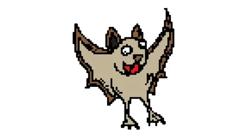 Digital pixel art animation white screen with theme of bat Stock Footage 112990652