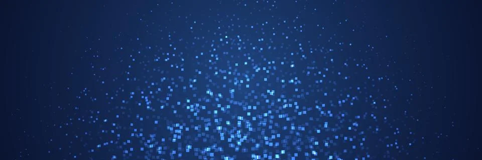 Digital pixel background. Big data futuristic flow. Tech glowing tiles. AI cyber Stock Illustration