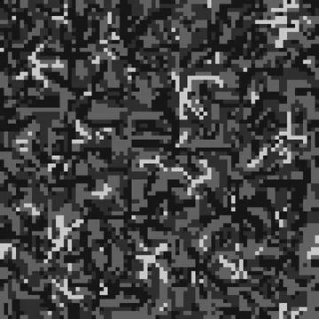 Digital pixel camouflage seamless pattern black. Stock Illustration