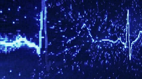 Digital pixel EKG electrocardiogram pulse blue loopable background Stock Footage 22328783