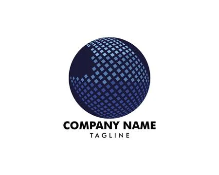 Digital Pixel Globe Logo Design Template Stock Illustration