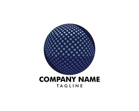 Digital Pixel Globe Logo Design Template Stock Illustration