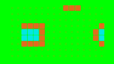 A digital pixel grid display showing geometric orange and blue patterns Stock Footage 340903771