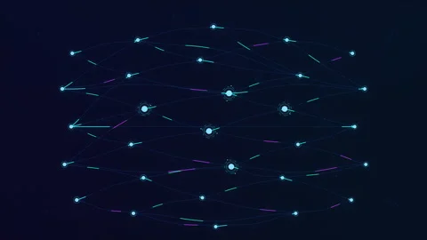Digital pixel grid motion graphic loop showcasing cyber data network animation Stock Footage 347245530