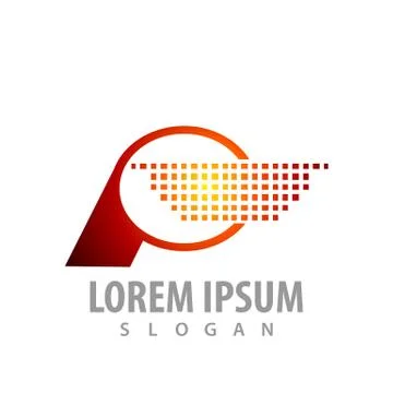 Digital pixel letter P logo concept design. Symbol graphic template element v Stock Illustration