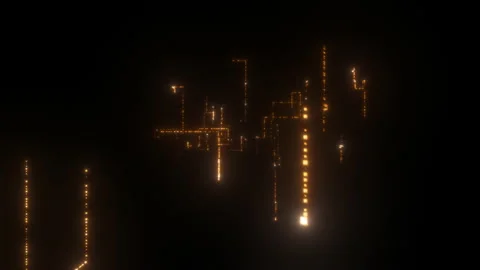 Digital Pixel Matrix Flythrough Orange Stock Footage 158817103