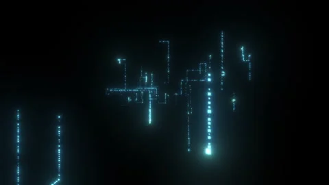 Digital Pixel Maze Flythrough Blue Stock Footage 158816250