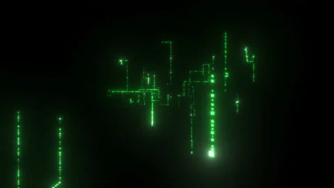 Digital Pixel Maze Flythrough Green Stock Footage 158816678