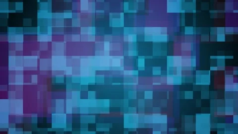 Digital pixel motion graphics  animation of greenish blue and purple blocks Stock Footage 312312491