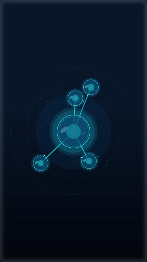 Digital pixel network loop animation with glowing cyber nodes and data Stock Footage 347563515