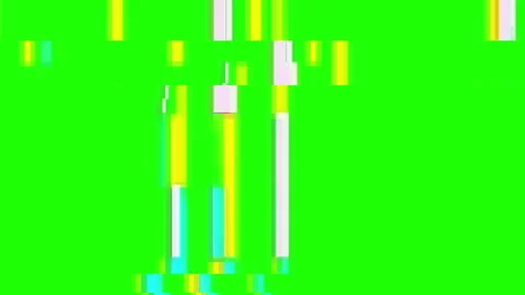 Digital pixel noise glitch effect on a green screen. Vertical stripes create a Stock Footage 274729095