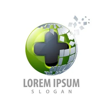 Digital pixel sphere cross concept design. Symbol graphic template element ve Illustrazione stock