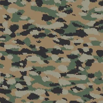 Digital (pixelated) camouflage repeatable seamless fabric texture イラスト素材