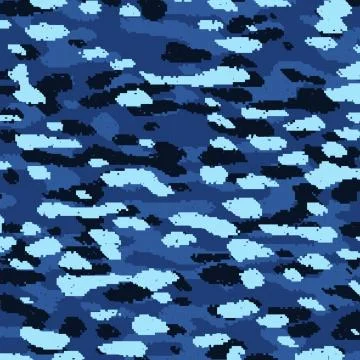 Digital (pixelated) camouflage repeatable seamless fabric texture - Blue Illustrazione stock