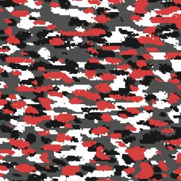 Digital (pixelated) camouflage repeatable seamless fabric texture - red イラスト素材
