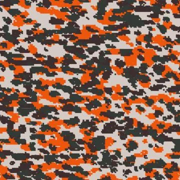 Digital (pixelated) camouflage repeatable seamless fabric texture - Orange イラスト素材