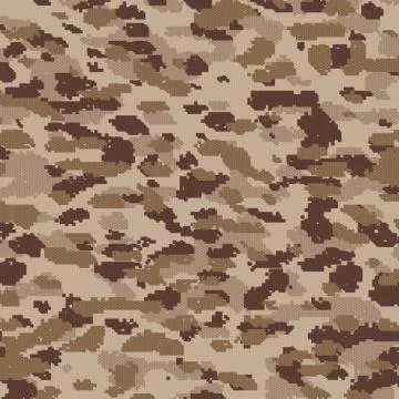Digital (pixelated) camouflage repeatable seamless fabric texture desert brown イラスト素材