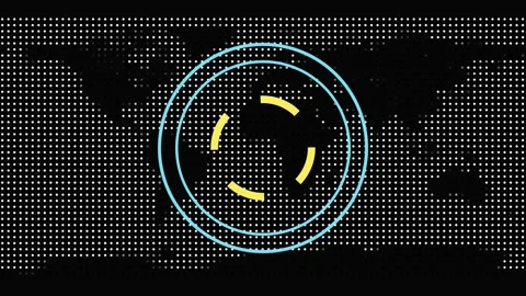 Digital pixelated globe encircled by glowing white ring. Pixelated globe wi.. Stock Footage 337567534