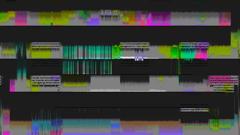 Digital Pixelated Noise Screen Glitch Flickering Scratch Abstract Background Stock Footage 118937384