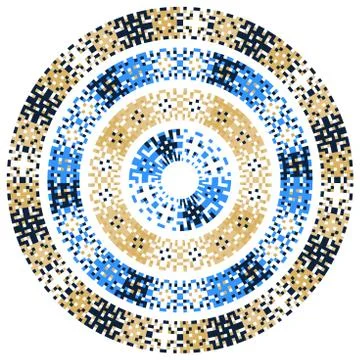 Digital pixels in circle form. tiny squares in round logo. vector digital fra Stock Illustration