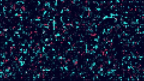 Digital pixels pattern abstract animation forms a colorful grid matrix. Pix.. Stock Footage 340999584