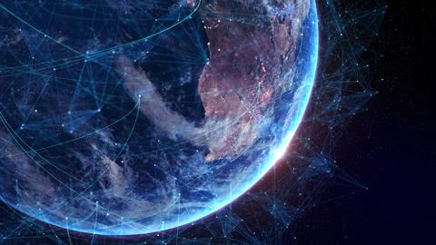 Digital planet connecting lines linking cities. data exchange, information Stock Footage 333963822
