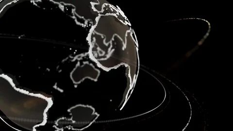 Digital planet on a dark background. Earth Planet Hologram Stock Footage 120608099
