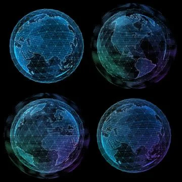 Digital planet design of a global network. 3d illustration Illustrazione stock