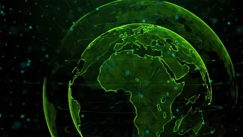 Digital planet of Earth. 3D animation with digital Earth and particles. Stock Footage 205329880