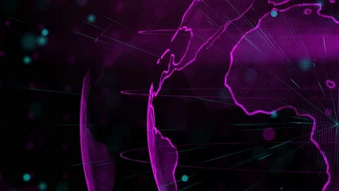 Digital planet of Earth. 3D animation with digital Earth and particles. Stock Footage 205329884